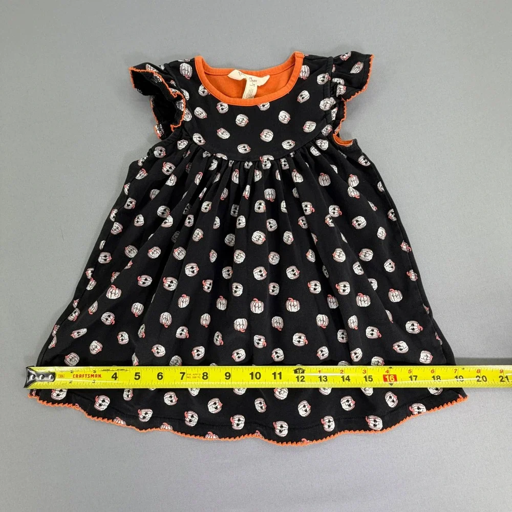 Matilda Jane Girls Black Orange Pumpkin Flutter Sleeve Halloween Dress Size 2T